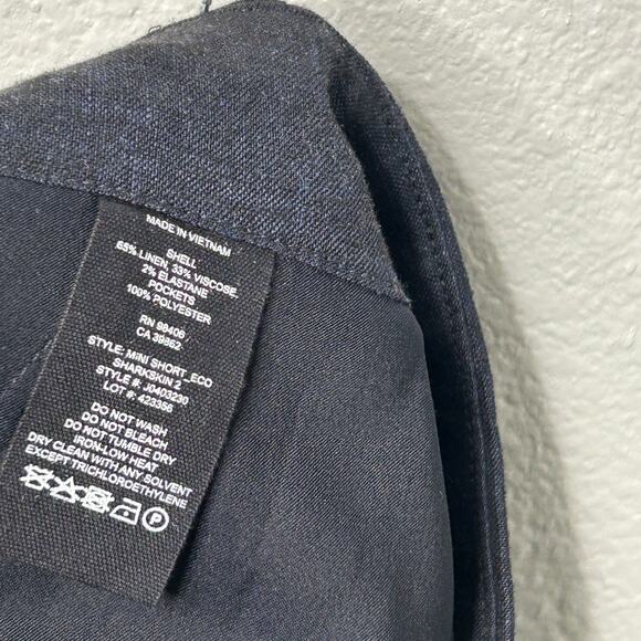 Theory Eco Sharkskin Linen Blend Mini Shorts Women’s Size 4 Navy Melange - Picture 6 of 6